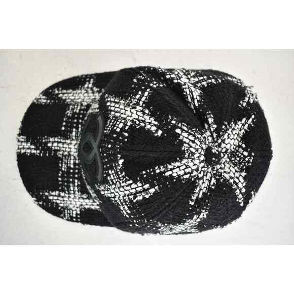 Chanel REV Black White Tweed Check CC Logo Baseball Cap Curved Peak Hat M Medium - Picture 4 of 7
